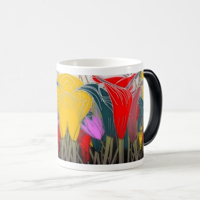 Vibrant Colourful Floral Pattern Magic Mug (Front Right)