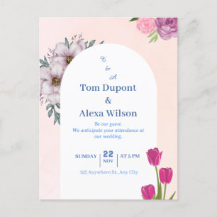 Vibrant colourful Floral Wedding Invitation card