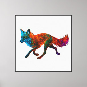 Vibrant Colourful Fox Art Canvas Print