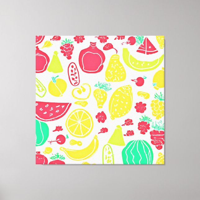 Vibrant Colourful Fruits Pattern Canvas Print (Front)