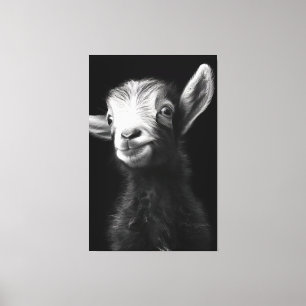 Vibrant Colourful Full-Bodied Baby Goat Portrait Canvas Print