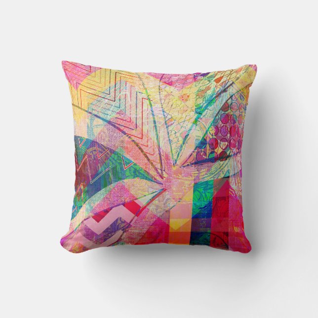 Vibrant Colourful Funky Abstract Girly Butterfly C Cushion (Front)