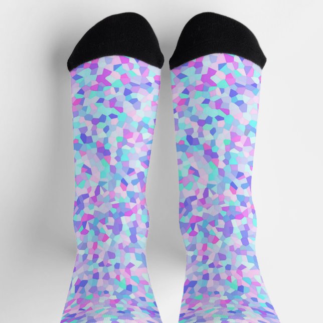 Vibrant Colourful Funky Boho Groovy Sprinkle Mosai Socks (Top)