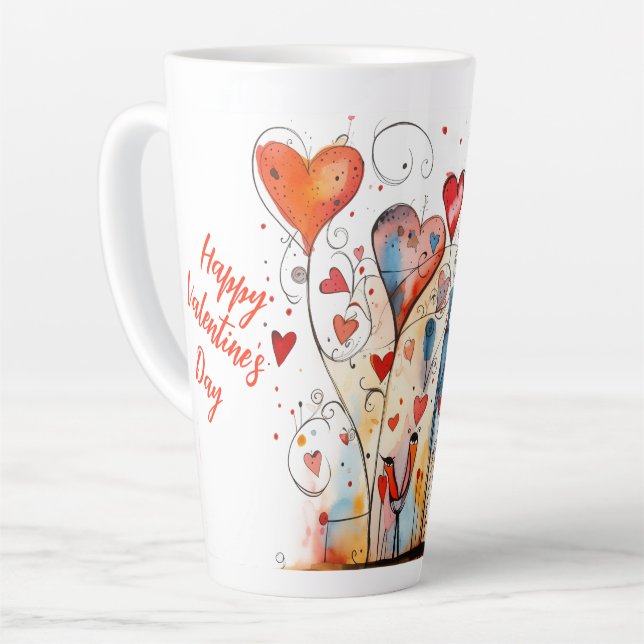 Vibrant & Colourful Happy Valentine's Day Latte Mug (Left Angle)