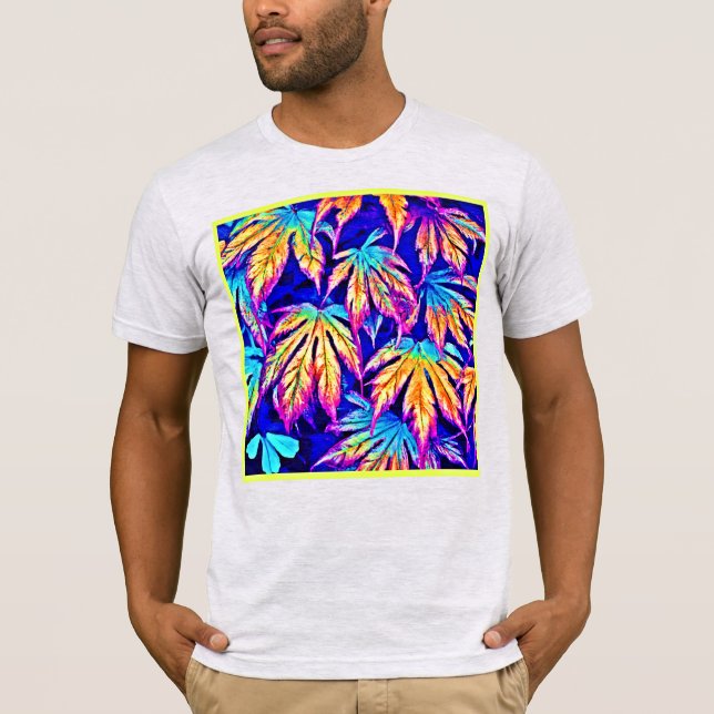 Vibrant Colourful Leaves Pattern T-Shirt (Front)