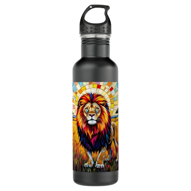 Vibrant Colourful Lion Mosaic   710 Ml Water Bottle (Front)