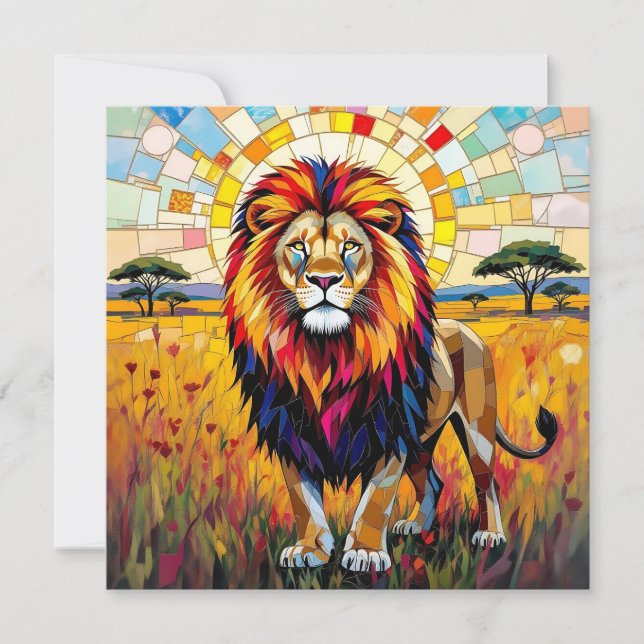 Vibrant Colourful Lion Mosaic Blank  (Front)
