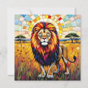 Vibrant Colourful Lion Mosaic Blank 