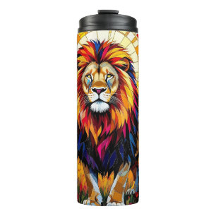 Vibrant Colourful Lion Mosaic   Thermal Tumbler