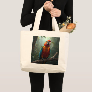 Vibrant Colourful Macaw Parrot Canvas Tote Bag