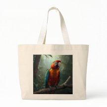 Vibrant Colourful Macaw Parrot Canvas Tote Bag