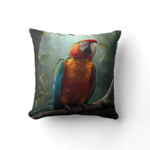 Vibrant Colourful Macaw Parrot Tropical Throw Pill