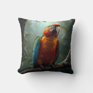 Vibrant Colourful Macaw Parrot Tropical Throw Pill Cushion