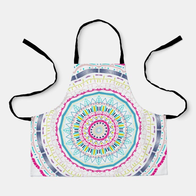 Vibrant Colourful Mandala Art Apron (Front)