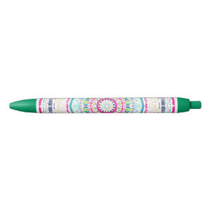 Vibrant Colourful Mandala Art Black Ink Pen
