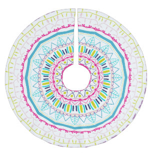Vibrant Colourful Mandala Art Brushed Polyester Tree Skirt