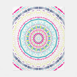 Vibrant Colourful Mandala Art Fleece Blanket