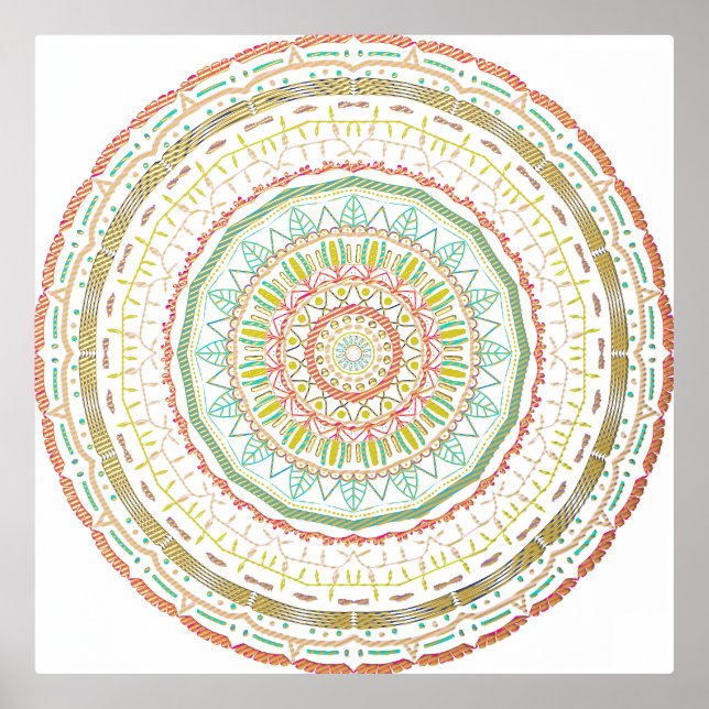 Vibrant Colourful Mandala Art Foil Prints (Front)