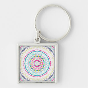 Vibrant Colourful Mandala Art Key Ring
