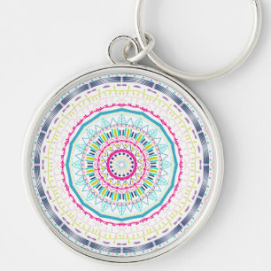 Vibrant Colourful Mandala Art Key Ring