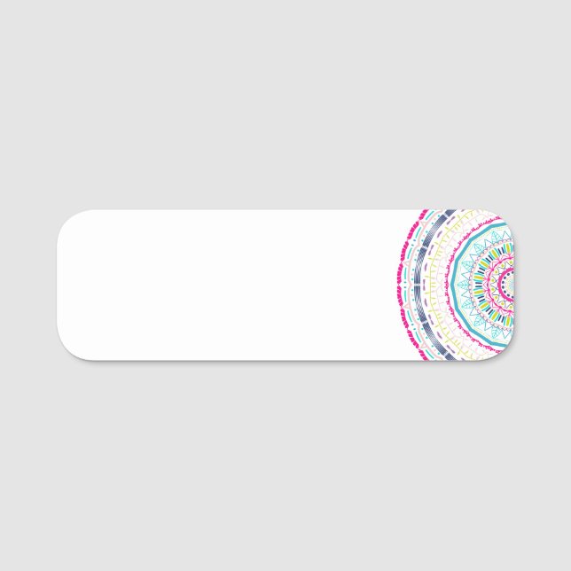 Vibrant Colourful Mandala Art Name Tag (Front)