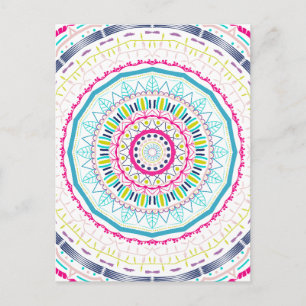 Vibrant Colourful Mandala Art Postcard
