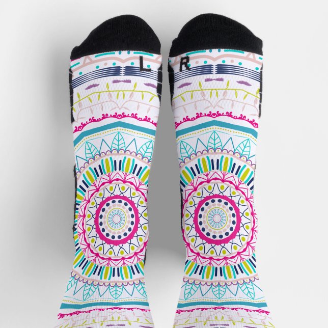 Vibrant Colourful Mandala Art Socks (Top)