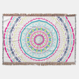 Vibrant Colourful Mandala Art Throw Blanket