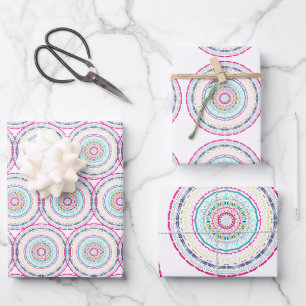 Vibrant Colourful Mandala Art Wrapping Paper Sheet