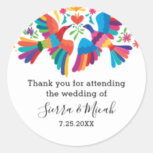 Vibrant Colourful Mexican Inspired Birds Classic Round Sticker