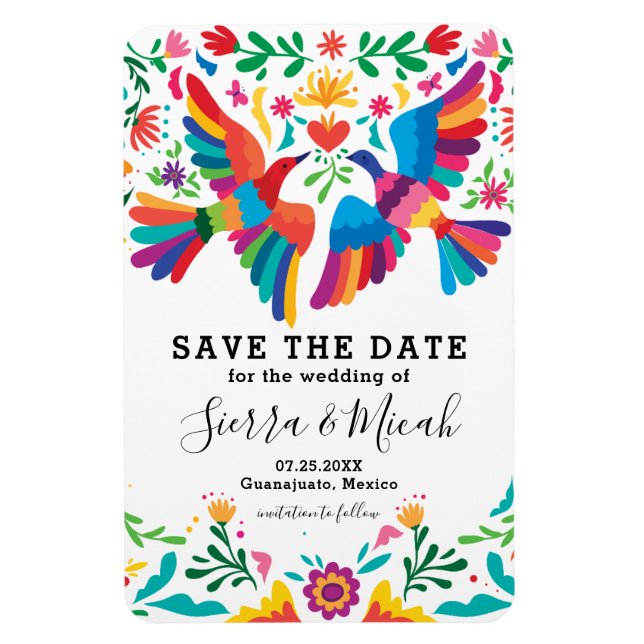 Vibrant Colourful Mexican Inspired Save The Date Magnet (Vertical)