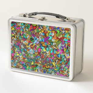 Vibrant Colourful Mosaic Pattern Style Metal Lunch Box