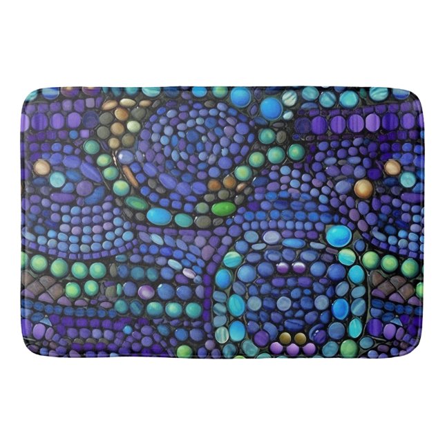 Vibrant Colourful Mosaic Tile Pattern Bath Mat (Front)