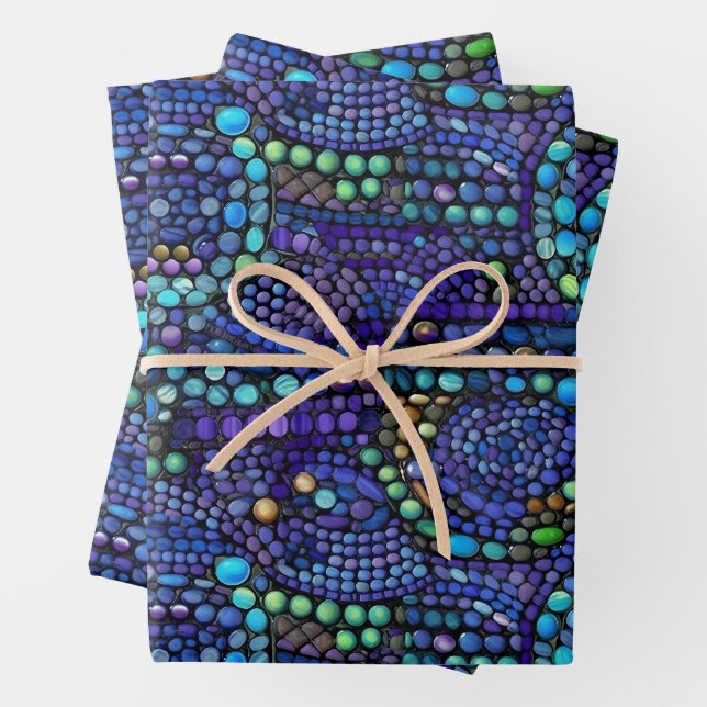 Vibrant Colourful Mosaic Tile Pattern Wrapping Paper Sheet (In situ)