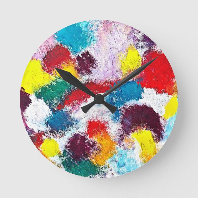 Vibrant Colourful Multicolor Ties Round Clock (Front)