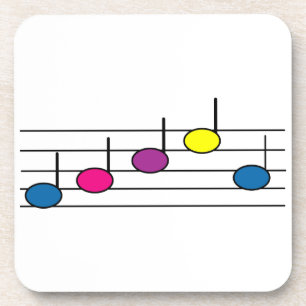 Vibrant Colourful Music Notes Coaster
