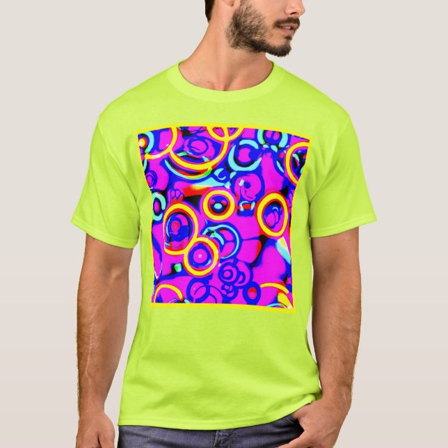 Vibrant Colourful Neon Pattern T-Shirt (Front)