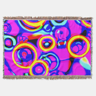 Vibrant Colourful Neon Pattern Throw Blanket