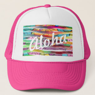 Vibrant Colourful Painted Brush Stripes Hawaiian Trucker Hat