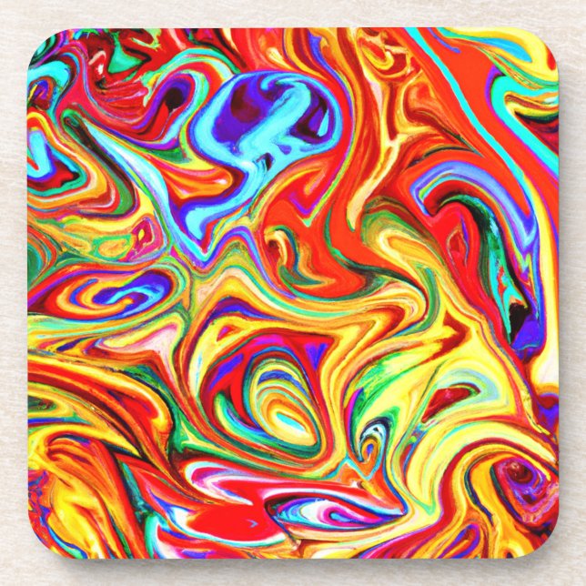 Vibrant Colourful Pattern Artwork Coaster (Front)