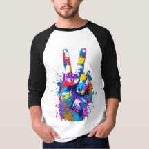 Vibrant Colourful Peace Sign Hand Digital Art 