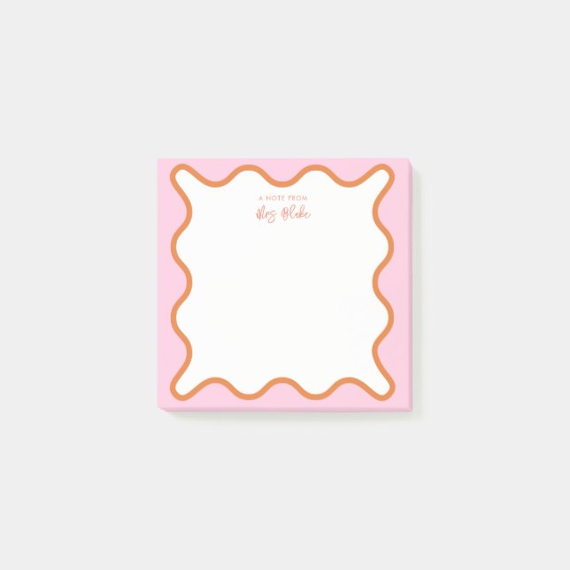 Vibrant Colourful Pink Orange Wavy Zigzag Border Post-it Notes (Front)