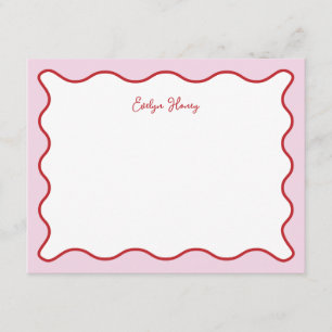 Vibrant Colourful Pink Red Wavy Zigzag Border Card