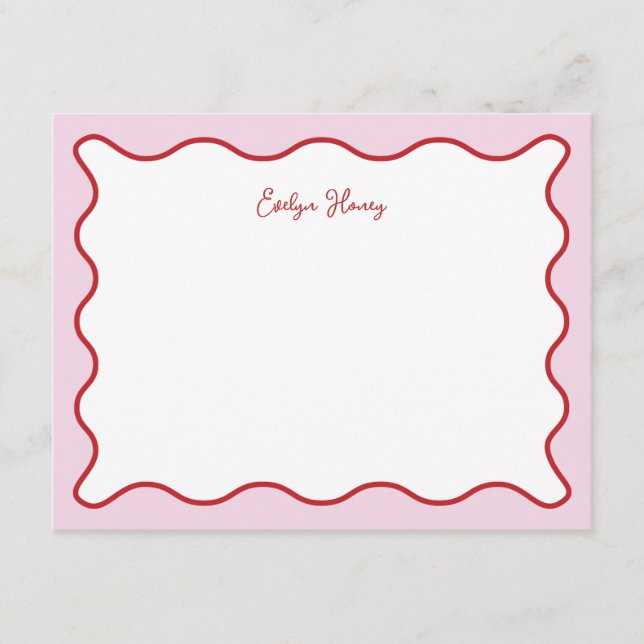 Vibrant Colourful Pink Red Wavy Zigzag Border Card (Front)