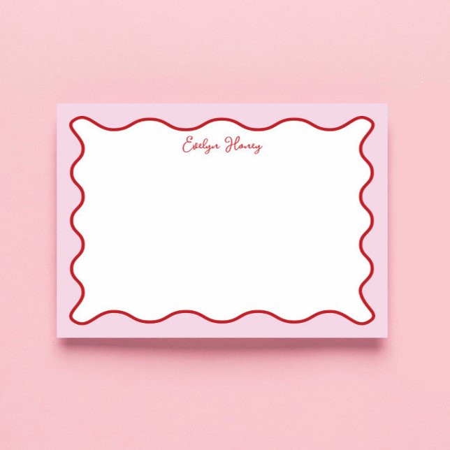 Vibrant Colourful Pink Red Wavy Zigzag Border Notepad (Creator Uploaded)