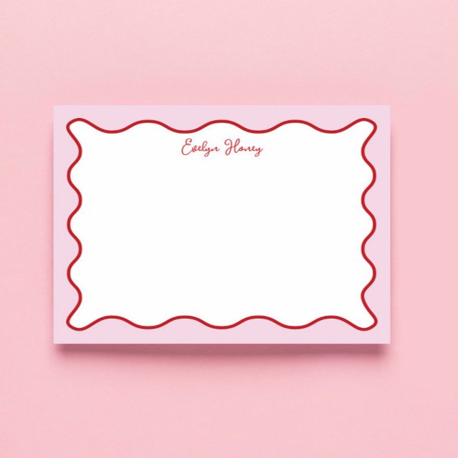 Vibrant Colourful Pink Red Wavy Zigzag Border Notepad (Creator Uploaded)