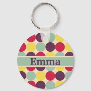 Vibrant Colourful Polka Dot Pattern Key Ring