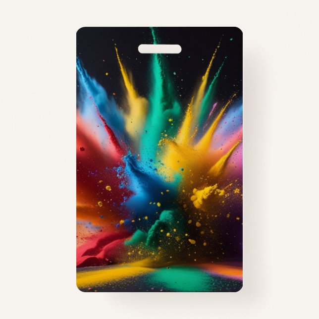 Vibrant Colourful Powder Abstract ID Badge (Front)