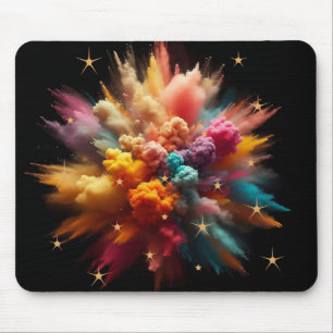 Vibrant Colourful Powder Explosion and Stars Magic Mouse Mat
