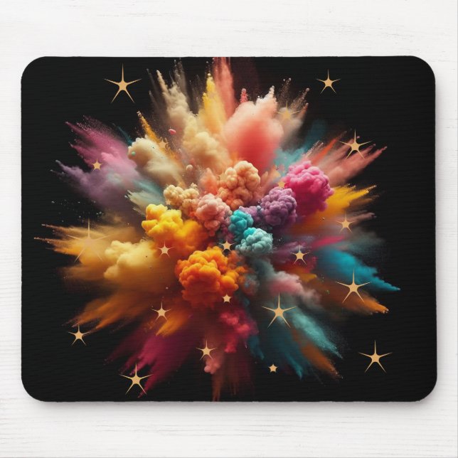 Vibrant Colourful Powder Explosion and Stars Magic Mouse Mat (Front)